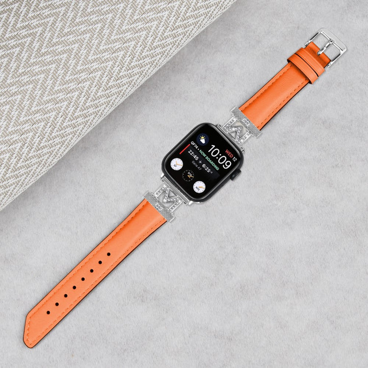 Kønt Kunstlæder Og Rhinsten Universal Rem passer til Apple Smartwatch - Orange#serie_4