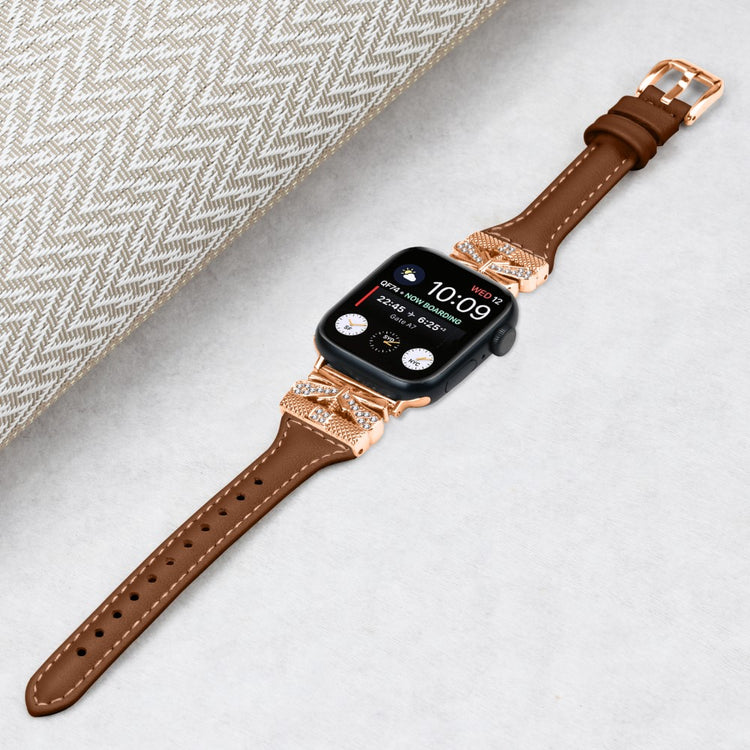 Rigtigt Rart Kunstlæder Universal Rem passer til Apple Smartwatch - Brun#serie_2