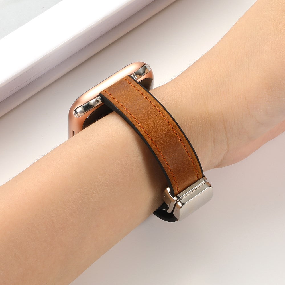 Super Godt Kunstlæder Universal Rem passer til Apple Smartwatch - Brun#serie_1