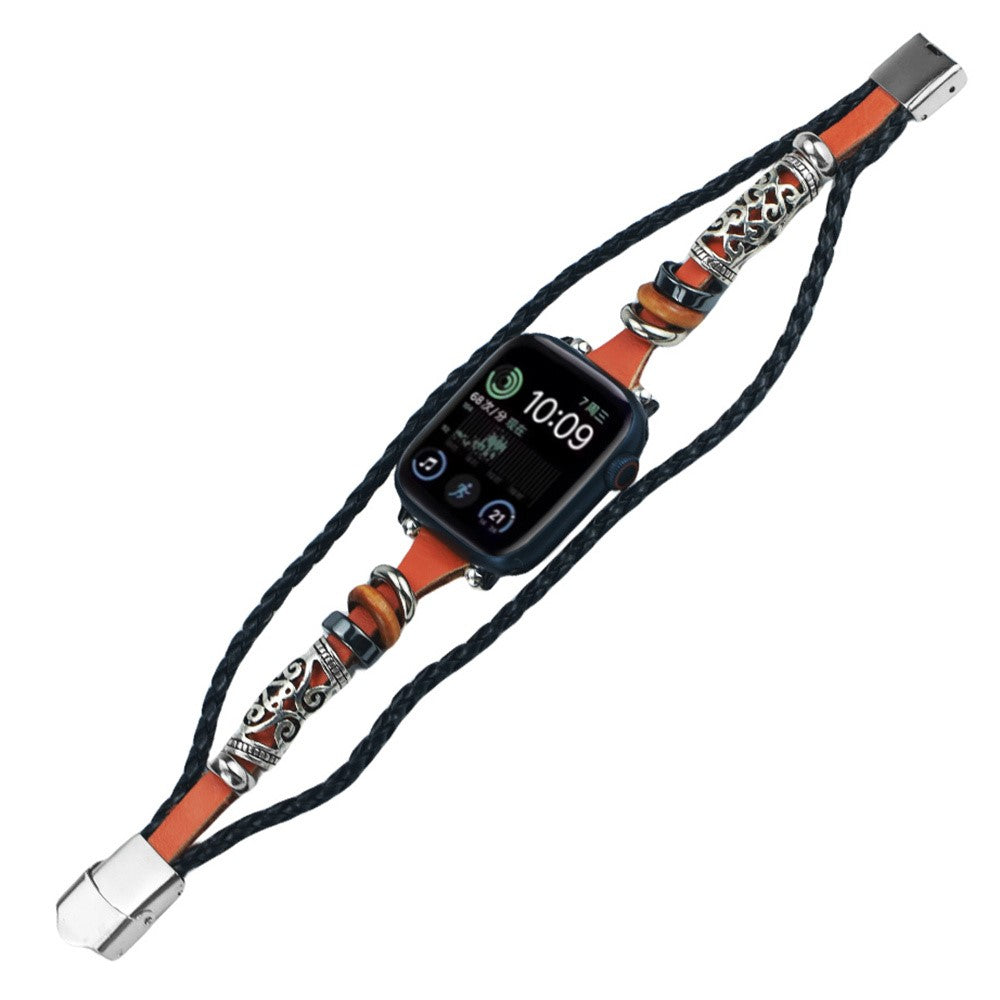 Rigtigt Kønt Kunstlæder Universal Rem passer til Apple Smartwatch - Sort#serie_1