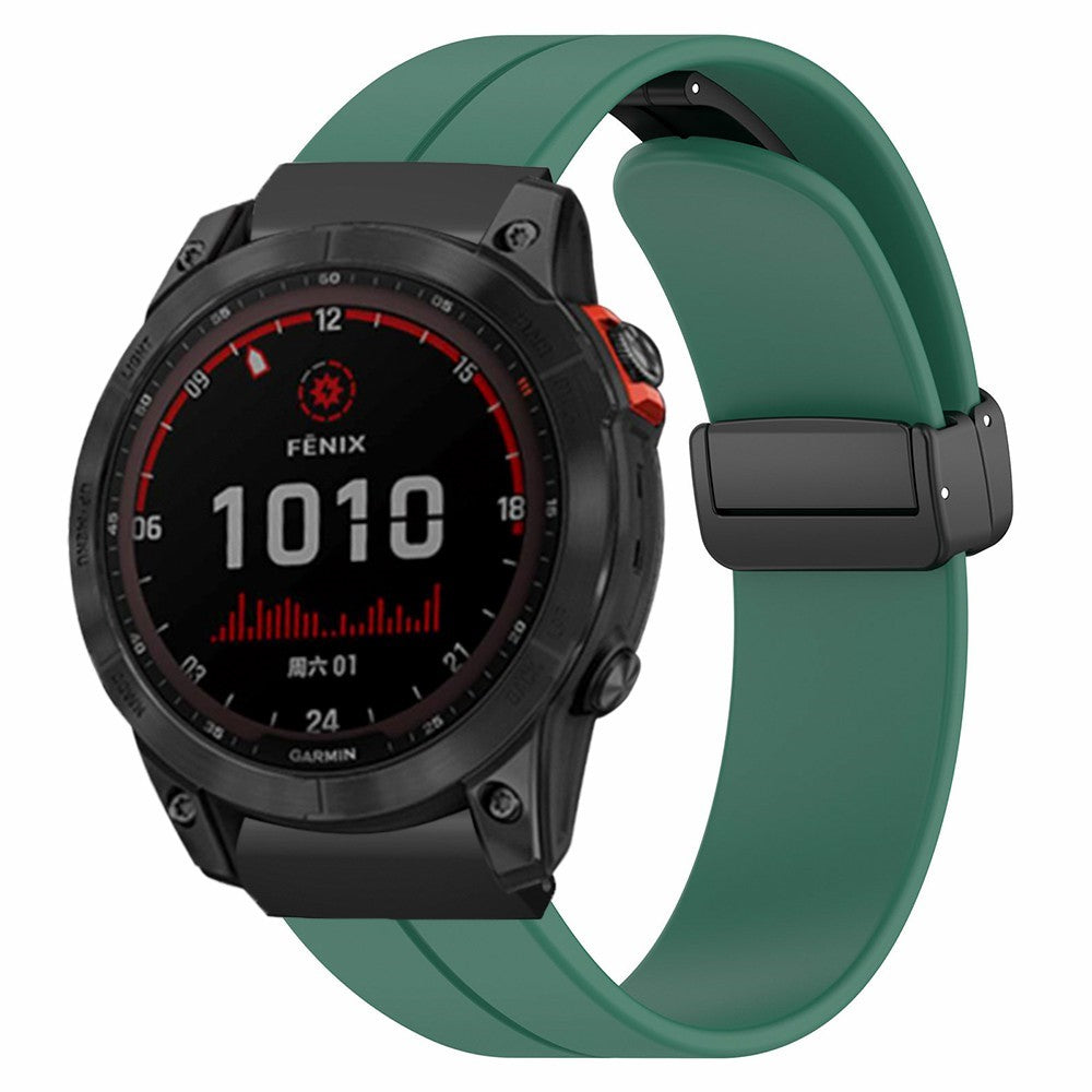 Garmin Fenix 7X / 6X / 5X Watch Strap Magnetic Buckle Silicone Band with 26mm Connector - Army Green#serie_9