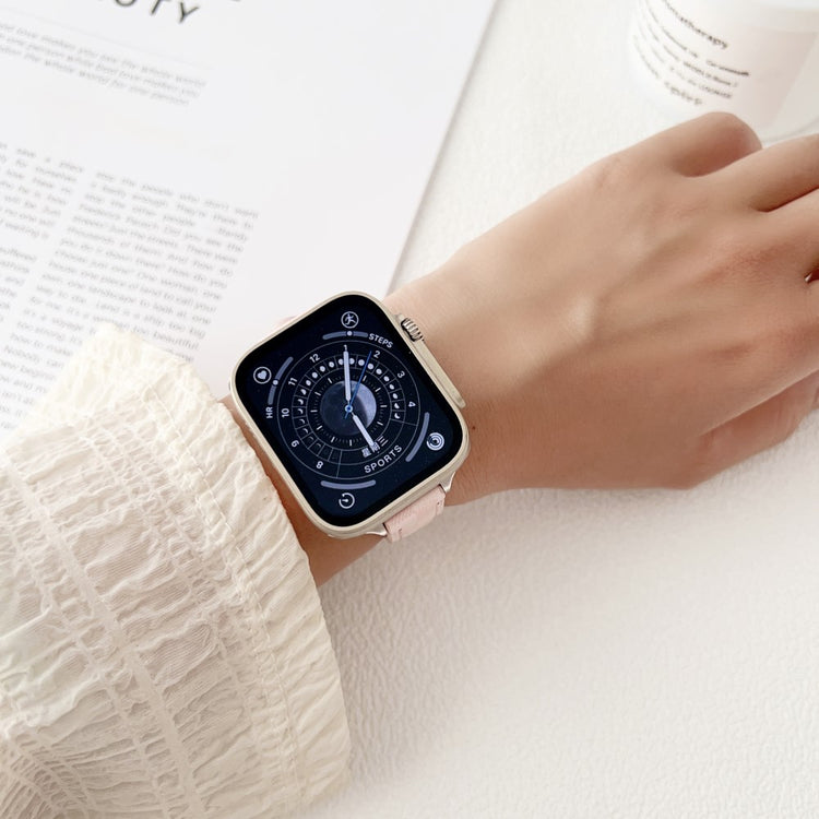 Meget Komfortabel Ægte Læder Universal Rem passer til Apple Smartwatch - Gul#serie_2