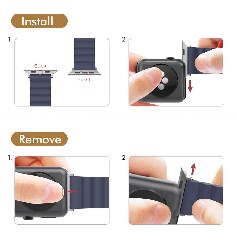 Rigtigt Slidstærk Silikone Universal Rem passer til Apple Smartwatch - Blå#serie_4