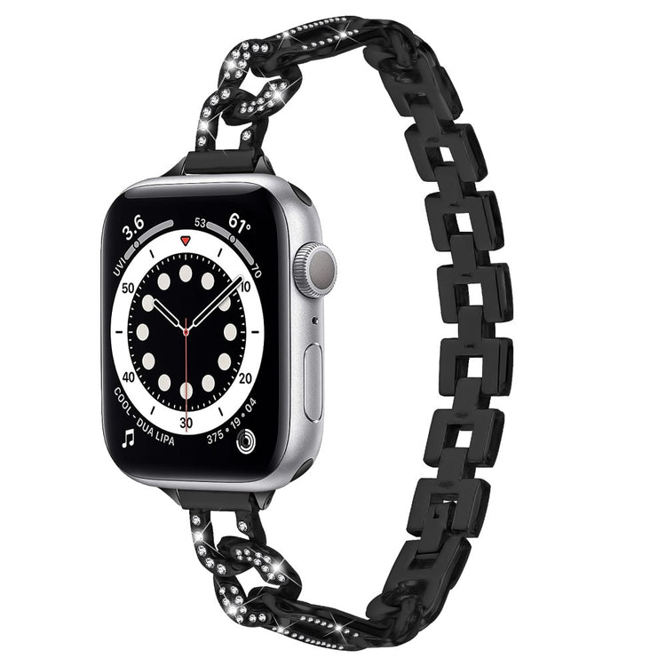 Super Cool Metal Og Rhinsten Universal Rem passer til Apple Smartwatch - Sort#serie_1