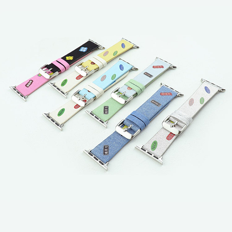 Apple Watch Series 9 45mm / Ultra 2 cute words nylon strap - Silver#serie_3