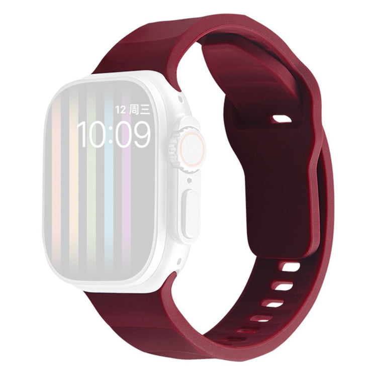 Apple Watch Series 9 45mm / Ultra 2 wavy style silicone strap - Wine Red#serie_1