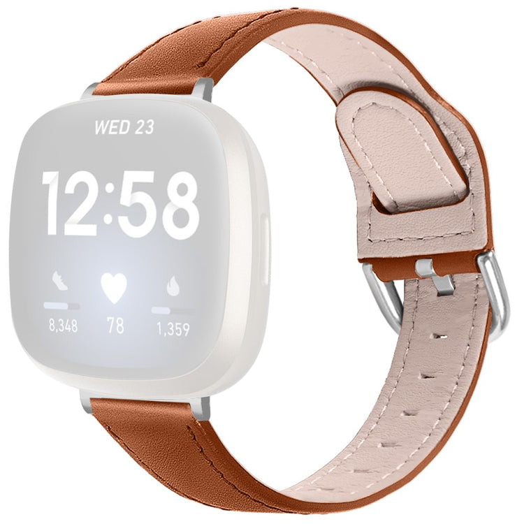 Ægte Læder Universal Rem passer til Fitbit Sense 2 / Fitbit Versa 4 - Brun#serie_6