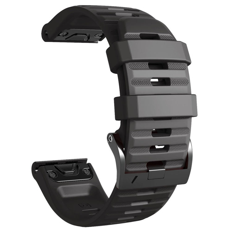26mm simple stripe silicone strap with black buckle for Garmin watch - Black#serie_1