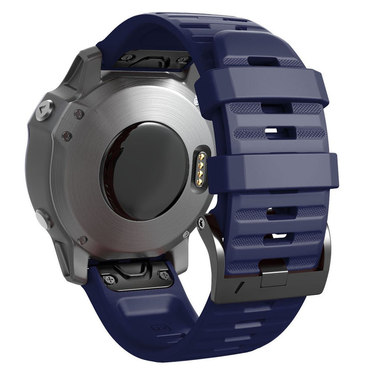 26mm simple stripe silicone strap with black buckle for Garmin watch - Dark Blue#serie_13