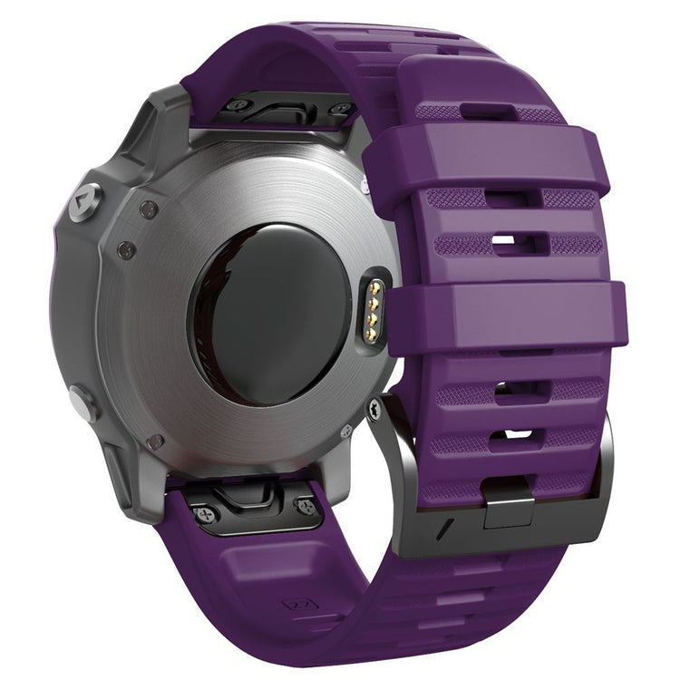 26mm simple stripe silicone strap with black buckle for Garmin watch - Purple#serie_15
