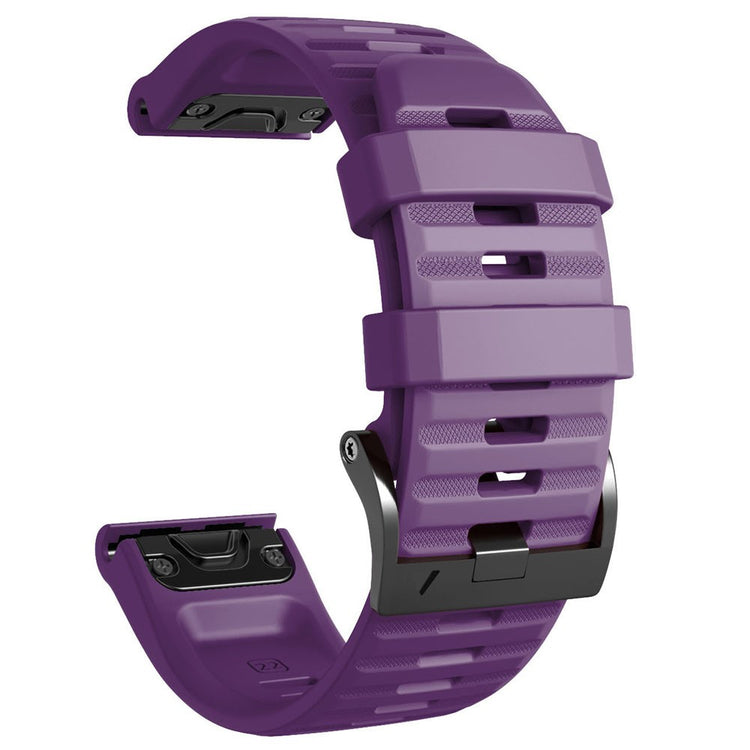 26mm simple stripe silicone strap with black buckle for Garmin watch - Purple#serie_15