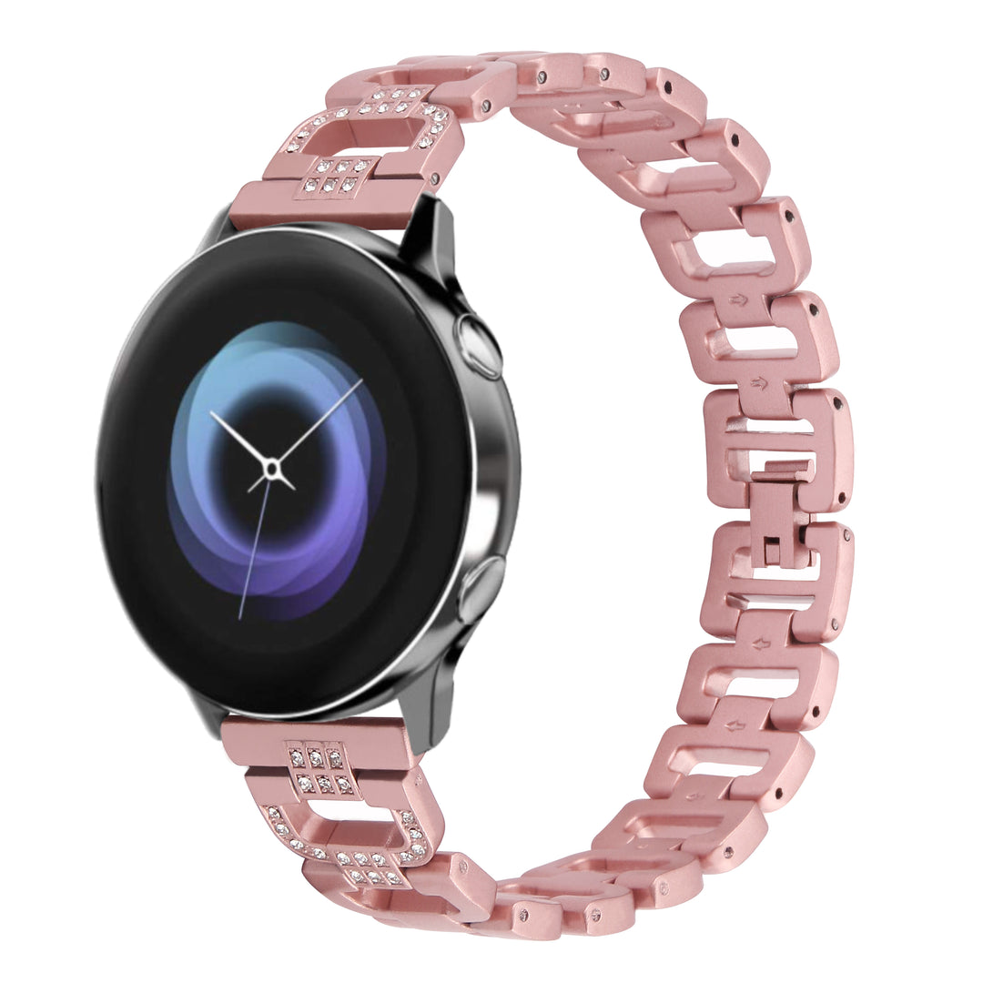 22mm Universal rhinestone D-chain stainless steel watch strap - Rose Pink#serie_3