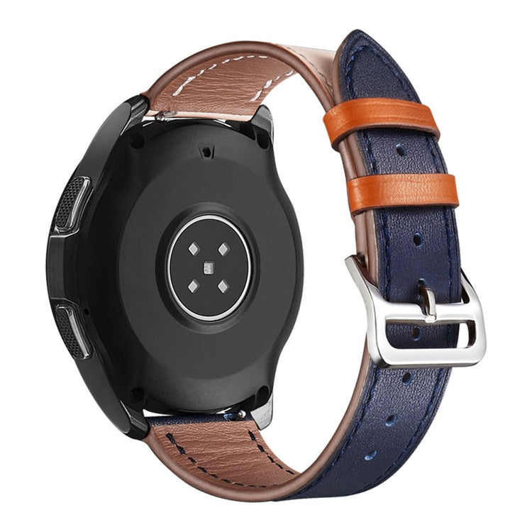 20mm Universal genuine leather watch strap - Beige / Indigo#serie_10
