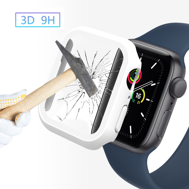 Mega Fint Apple Watch Series 7 41mm Cover med Skærmbeskytter i Plastik og Hærdet Glas - Hvid#serie_3