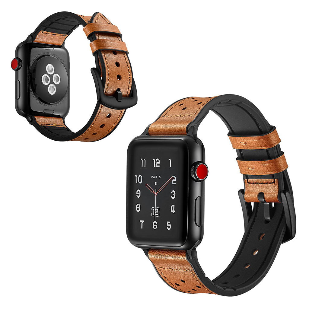 Apple Watch Series 5 40mm / Apple Watch 40mm Ægte læder Rem - Brun#serie_1