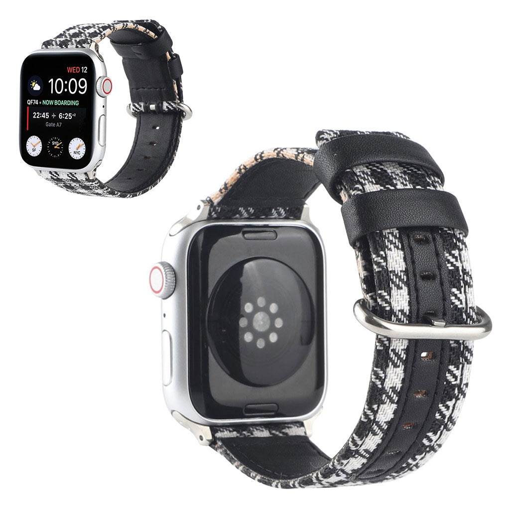 Apple Watch Series 6 / 5 40mm lattice pattern watch band - White / Black#serie_1