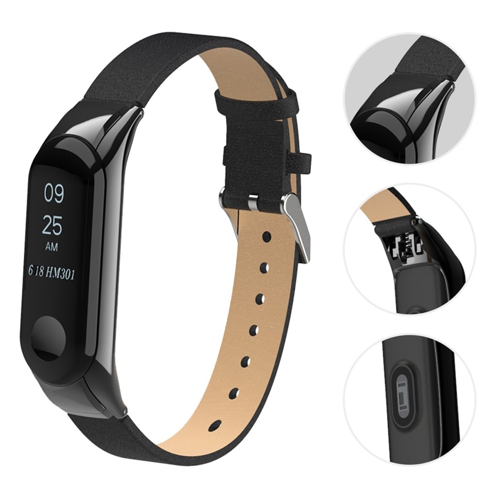 Eminent Xiaomi Mi Smart Band 4 Ægte læder Rem - Sort#serie_1