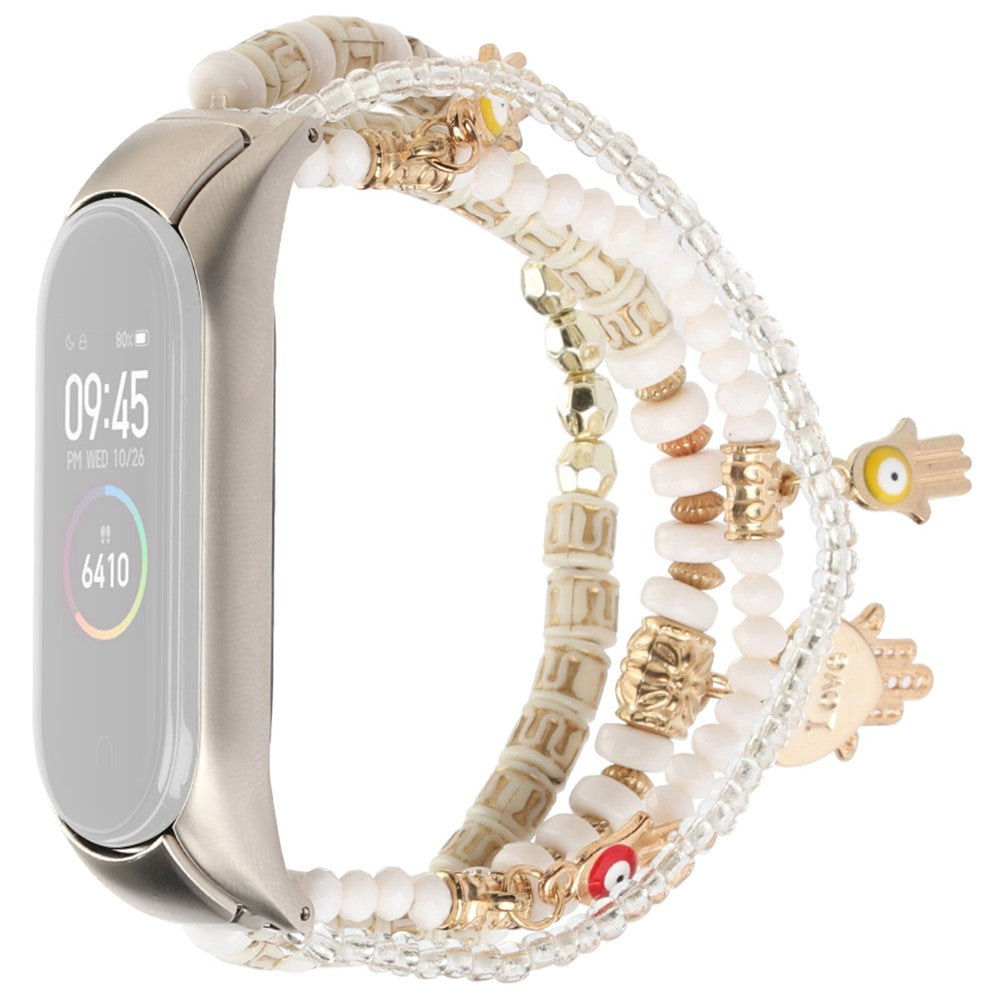 Kønt Xiaomi Mi Smart Band 4 / Xiaomi Mi Band 3 Rhinsten Rem - Hvid#serie_1