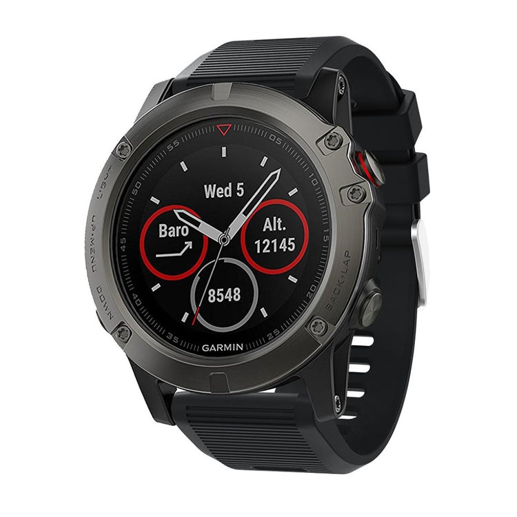 Tidsløst Garmin Fenix 5X Plus Silikone Rem - Sort#serie_13