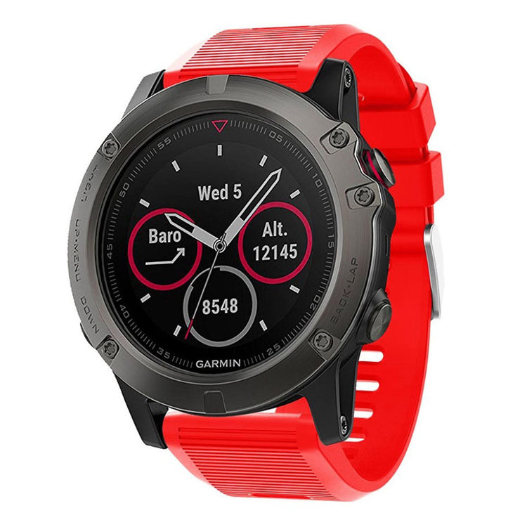 Tidsløst Garmin Fenix 5X Plus Silikone Rem - Rød#serie_5