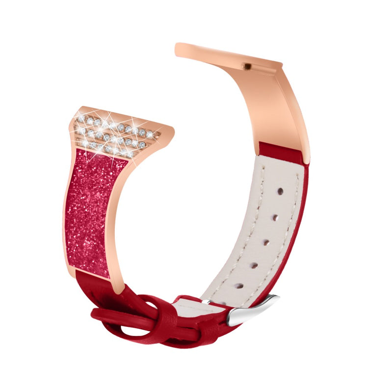 Haylou Solar LS05 / Xiaomi Mi Watch Color Ægte læder og Rhinsten Rem - Rød#serie_2