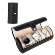 Zylindrische Uhrenbox aus Leder mit 3 Fächern