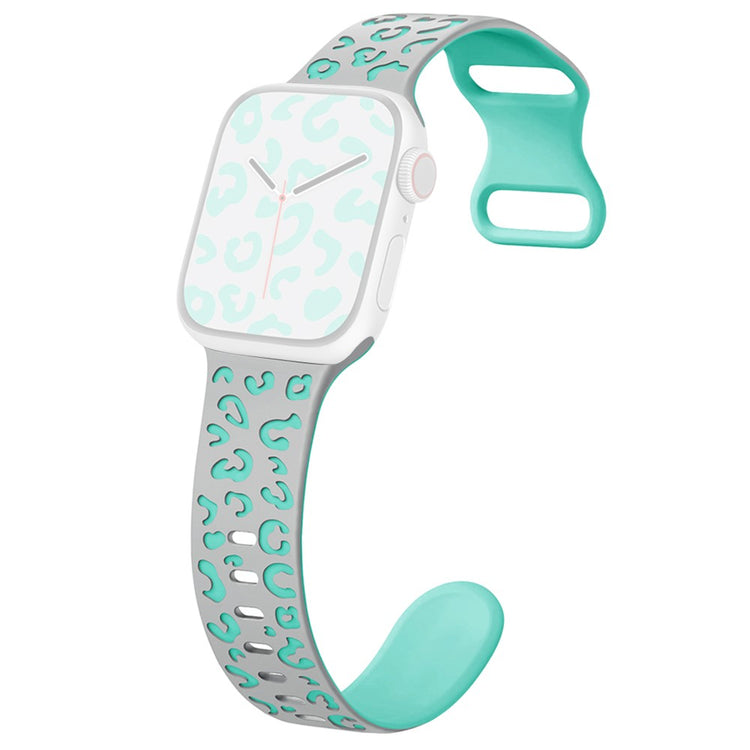 Apple Watch Series 41mm - 40mm - 38mm Leopard Silicone Strap - Grey+Cyan#serie_5