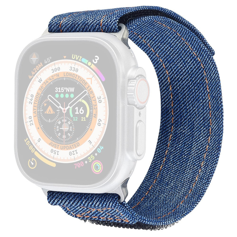 KALEBOL Apple Watch Series 41mm - 40mm - 38mm Denim Watch Strap Magic Tape Adjustable Band - Dark Blue#serie_2