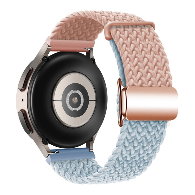 22mm Universal Smartwatch Strap Magnetic Buckle Replacement Woven Wrist Band - Pink+Blue/Rose Gold Buckle#serie_2