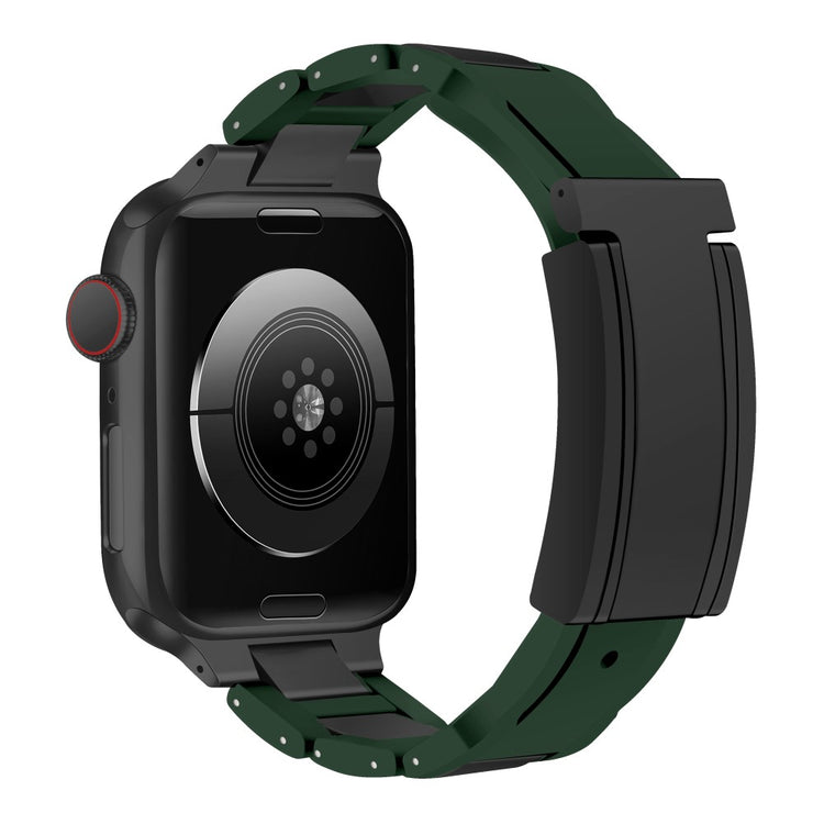 Apple Watch Series 49mm - 45mm - 44mm - 42mm Stainless Steel+Rubber Strap - Green / Black Buckle#serie_8