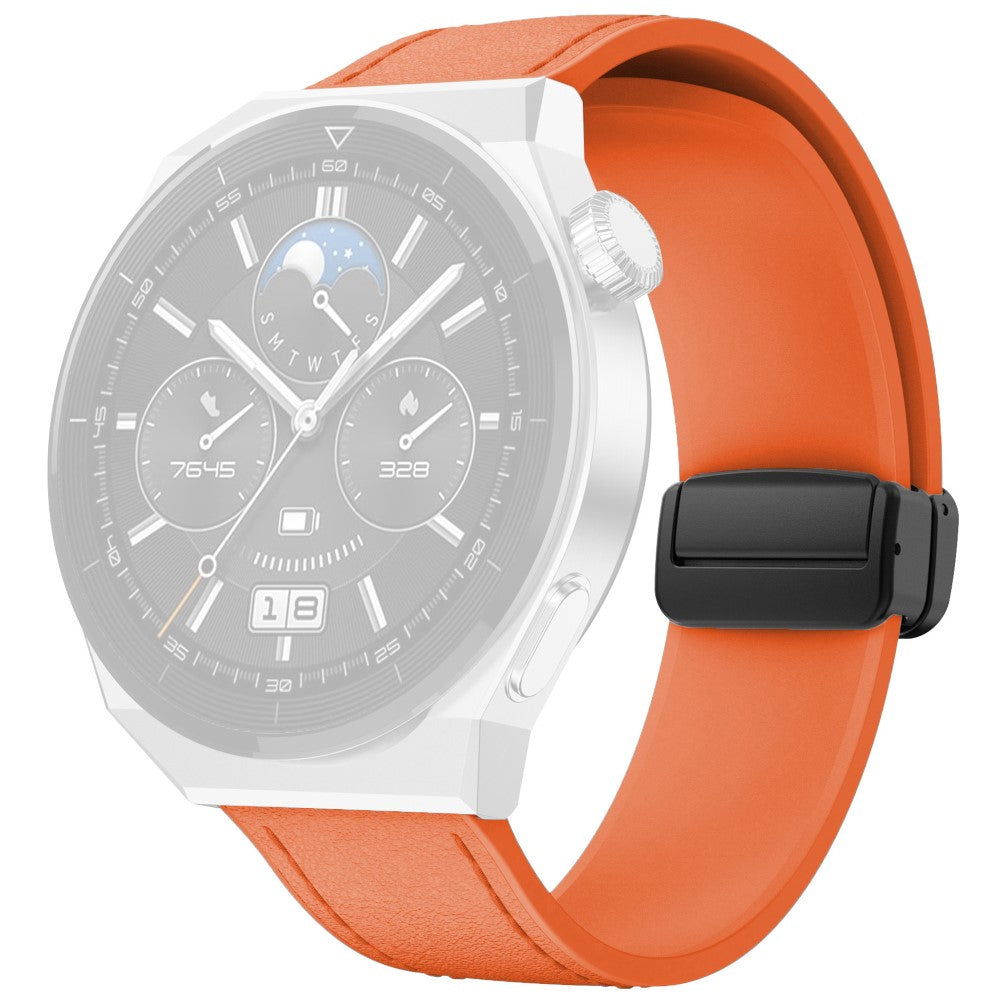 Huawei Watch 4 / 4 Pro / GT 4 46mm Watch Strap 22mm Magnetic Leather Coated Silicone Band - Orange#serie_3