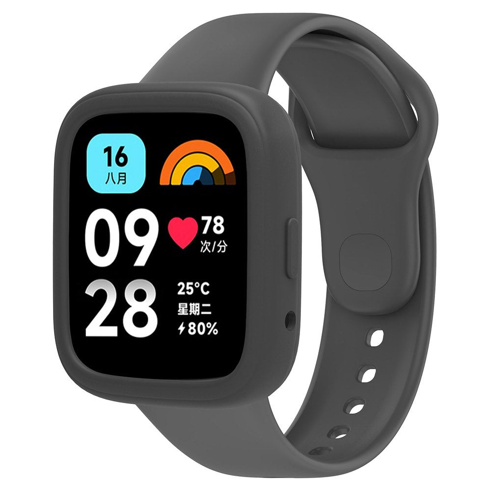 Xiaomi Redmi Watch 3 Active Silicone Strap Replacement Wrist Band with Watch Case - Dark Grey#serie_2