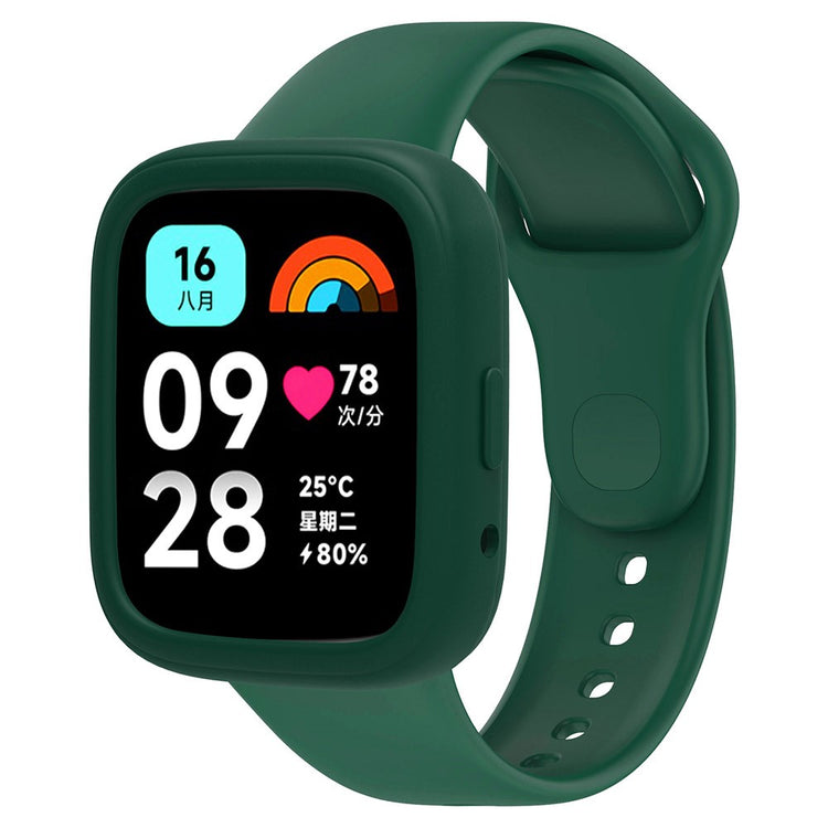 Xiaomi Redmi Watch 3 Active Silicone Strap Replacement Wrist Band with Watch Case - Dark Green#serie_3