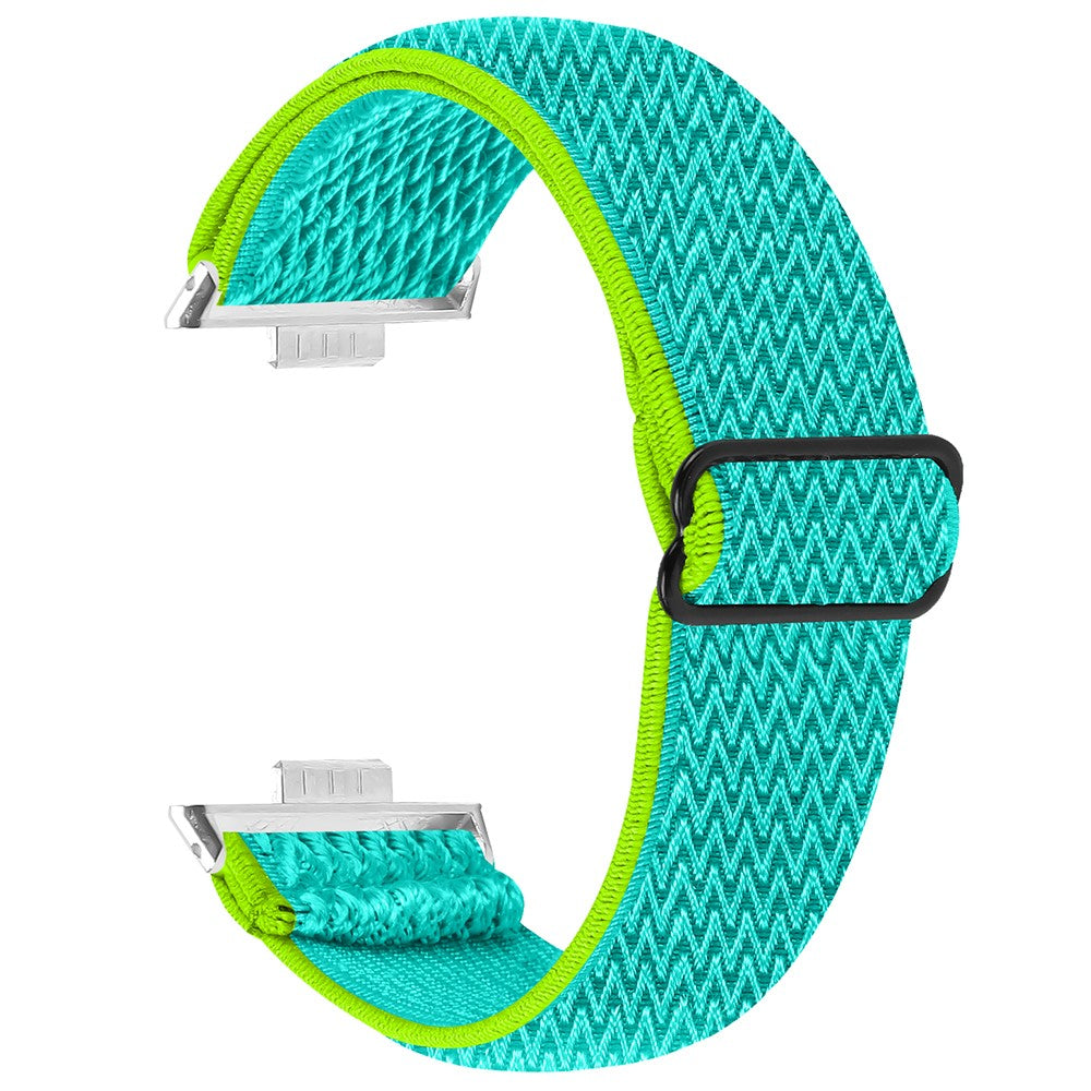 Huawei Watch Fit 3 Adjustable Nylon Watch Band Wave Design Elastic Wrist Strao - Yellow+Green#serie_6