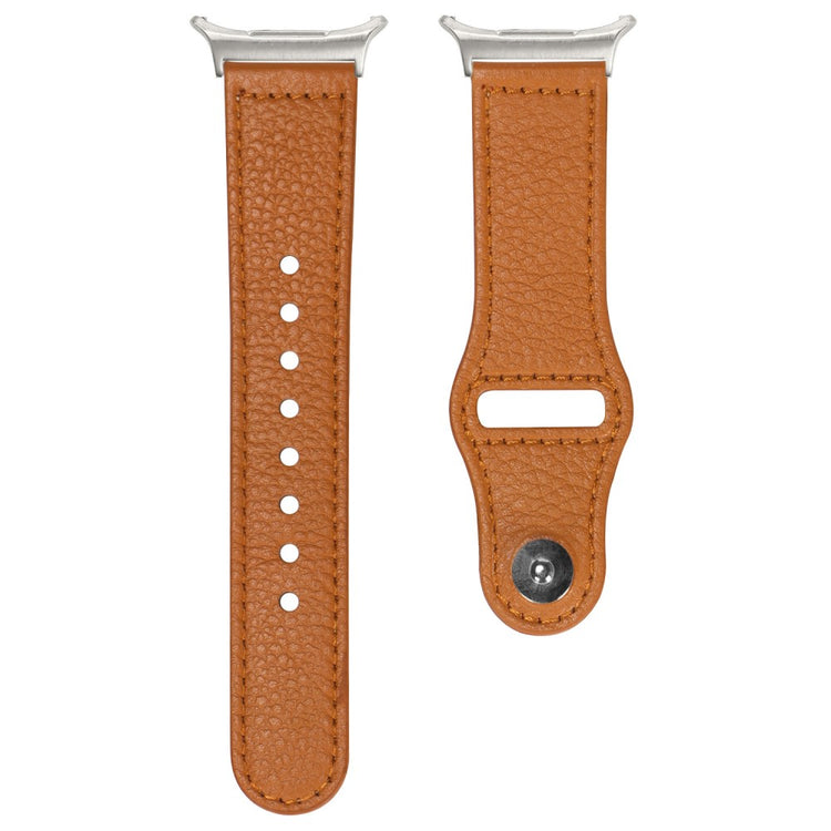 Samsung Galaxy Watch Ultra 47mm Watch Strap Genuine Cow Leather Rivet Buckle Band - Litchi Texture Brown#serie_1