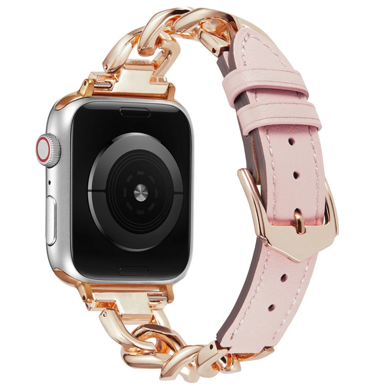 Apple Watch Series 49mm - 45mm - 44mm - 42mm Zinc Alloy+Cowhide Watch Strap - Pink+Rose Gold#serie_1