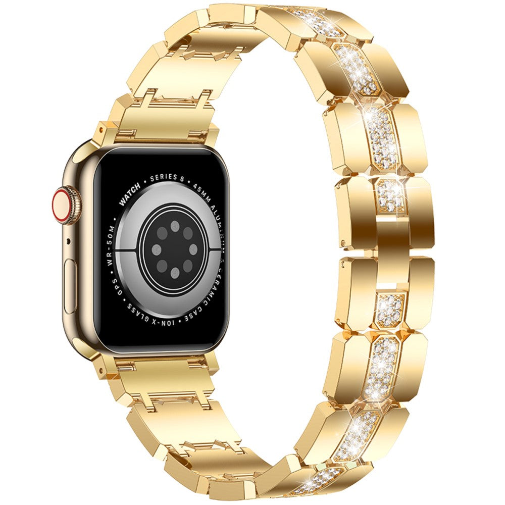 Apple Watch Series 41mm - 40mm - 38mm Stylish Rhinestones Decor Zinc Alloy Watch Band - Gold#serie_4