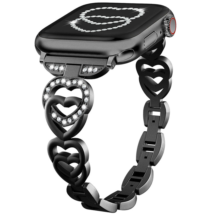 Apple Watch Series 41mm - 40mm - 38mm Zinc Alloy Band Love Heart Design Watch Strap - Black#serie_7