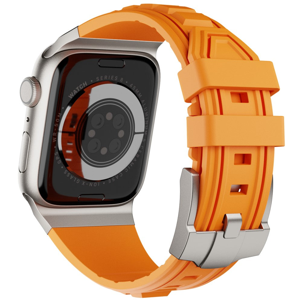 KALEBOL Apple Watch Series 49mm - 45mm - 44mm - 42mm Silicone Watch Band - Titanium+Orange#serie_7