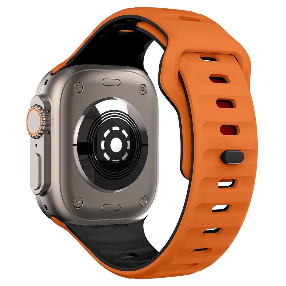 KALEBOL Apple Watch Series 49mm - 45mm - 44mm - 42mm Silicone Watch Strap - Orange+Black#serie_1