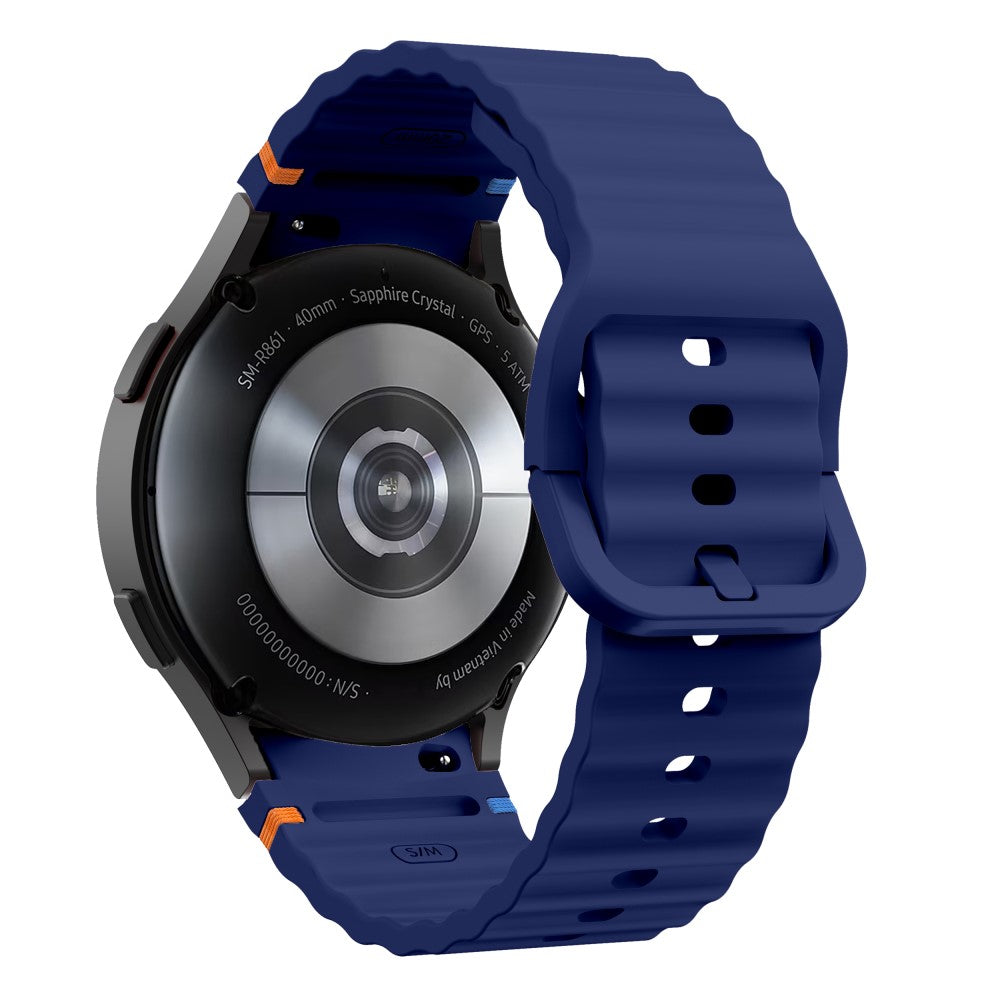 Samsung Galaxy Watch 20mm Wave Design Watch Band Stitching Line Decor Silicone Strap - Midnight Blue#serie_10