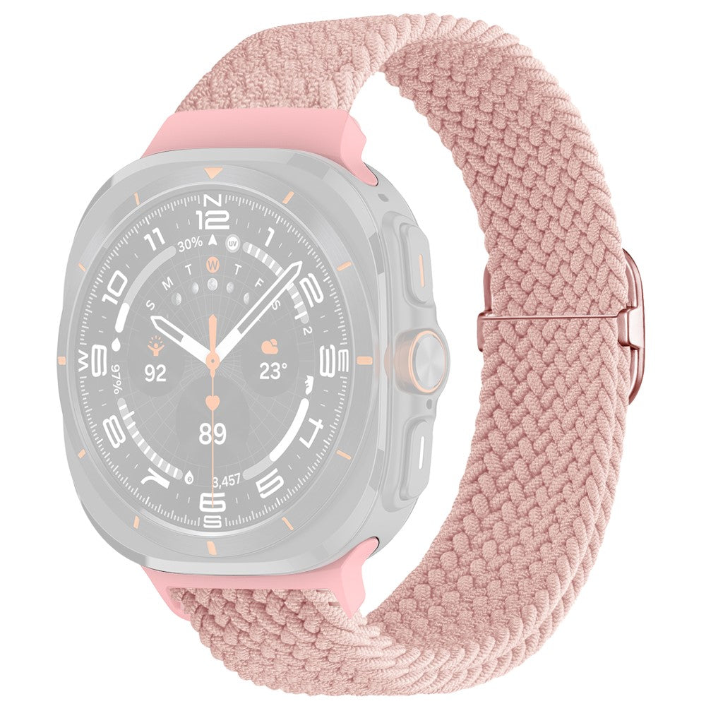 Samsung Galaxy Watch Ultra 47mm Braided Watch Band Adjustable Nylon Replacement Strap - Pink / Rose Buckle#serie_2