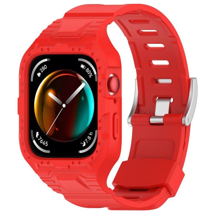 Huawei Watch Fit 3 Silicone Band Wrist Strap with Watch Case - Red#serie_4