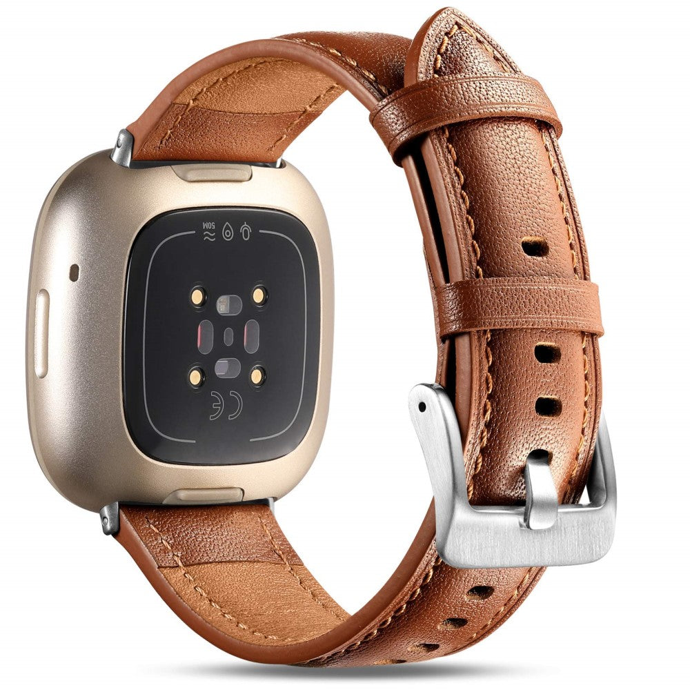 Fitbit Versa 3 / Fitbit Sense Watch Strap Genuine Cow Leather Wrist Band - Brown#serie_6