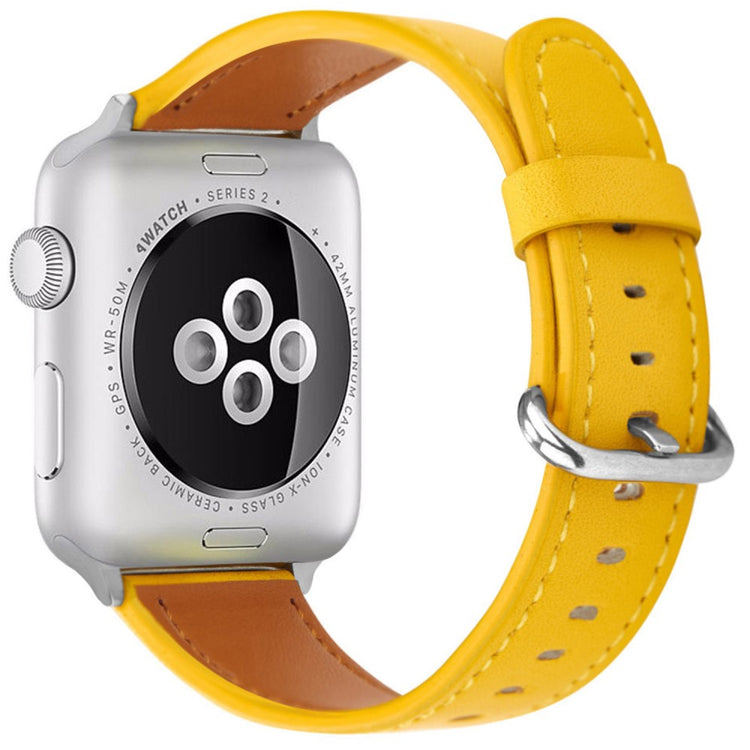 Apple Watch Series 49mm - 45mm - 44mm - 42mm Genuine Cow Leather Strap - Yellow#serie_3