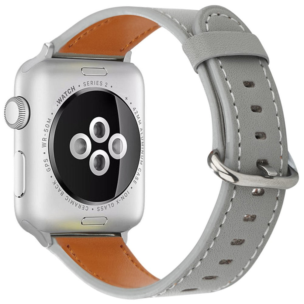 Apple Watch Series 49mm - 45mm - 44mm - 42mm Genuine Cow Leather Strap - Grey#serie_4