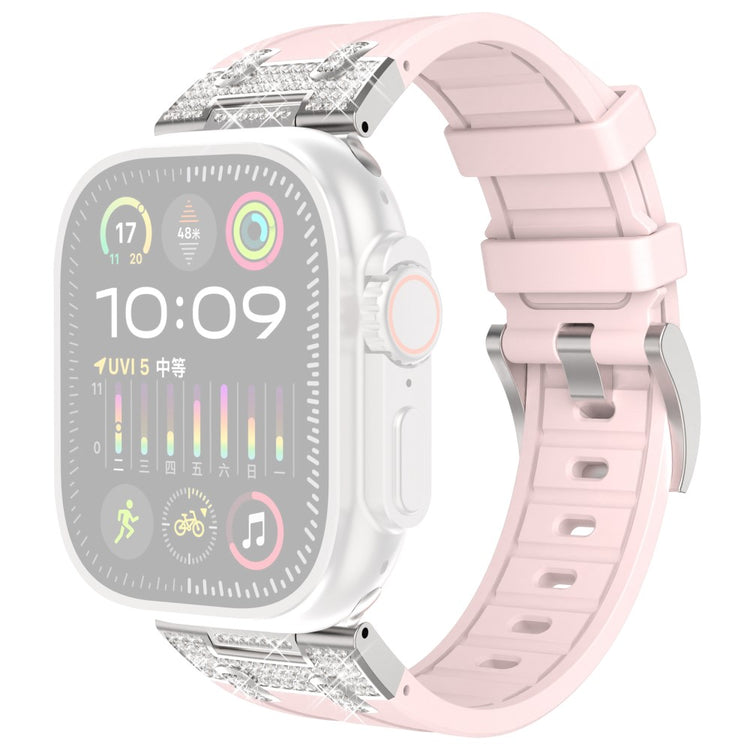 Apple Watch Series 41mm - 40mm - 38mm Rhinestone Silicone Rubber Strap - Pink#serie_4