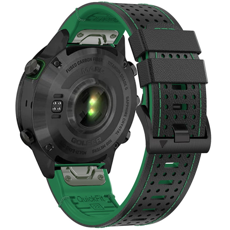 KALEBOL Garmin Fenix Series 5X - 6X - 7X - 26mm Silicone Watch Band Dual Color Dot Holes Design - Black+Green#serie_1