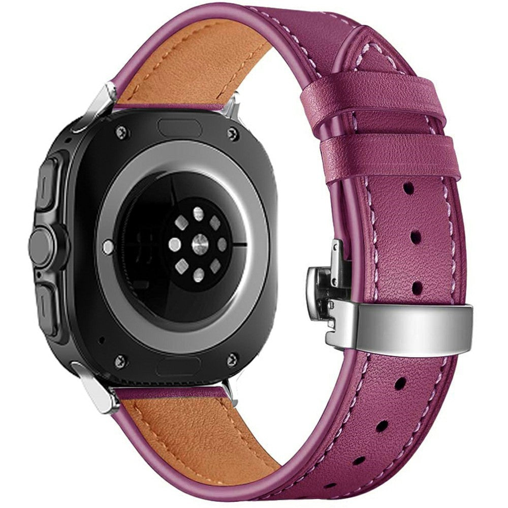 Samsung Galaxy Watch Ultra 47mm Watch Strap Genuine Cow Leather Wrist Band with Butterfly Buckle - Purple#serie_5