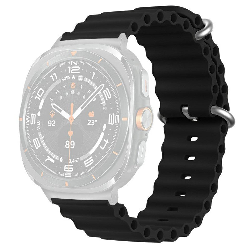 Samsung Galaxy Watch Ultra 47mm Wavy Design Double Buckle Silicone Watch Band - Black#serie_1